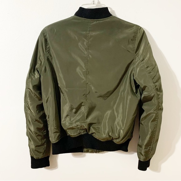 Jou Jou Military Like Aviator Front Zip Bomber Jacket Faux Sherpa Lining Patches - Picture 8 of 15
